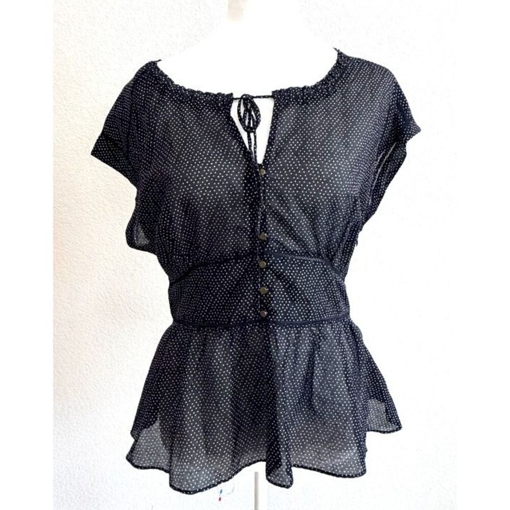 NWT Anthropologie HD in Paris Silk Blend Polka Dot Peplum Blouse 10